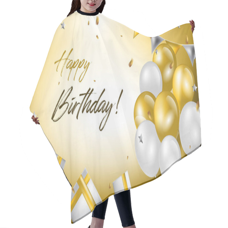 Personality  Happy Birthday Card Invitation Celebration Balloon Golden Background Hair Cutting Cape