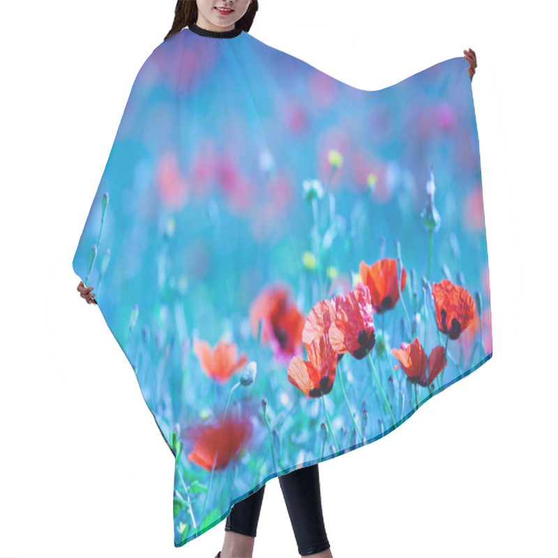 Personality  Poppy Flower Field At Night Hair Cutting Cape