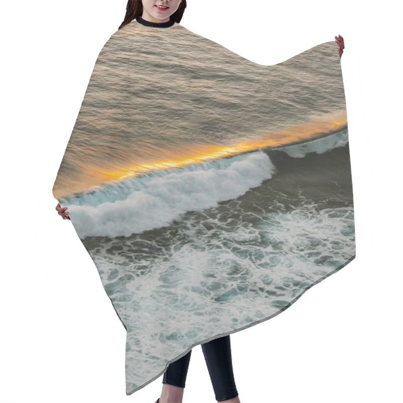 Personality  Golden Sunlight Illuminating Ocean Waves At Sunset. Hair Cutting Cape