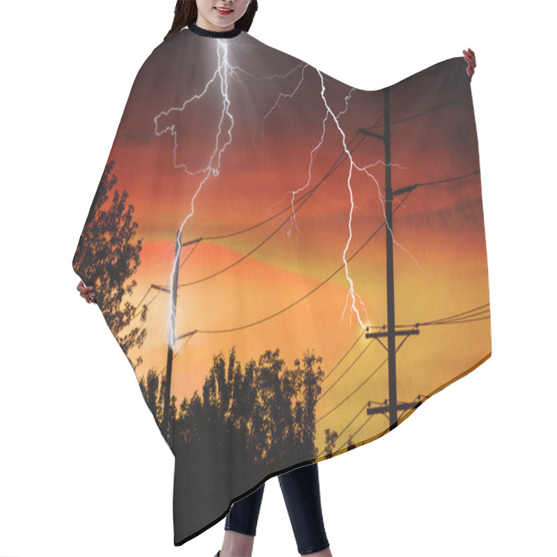 Personality  Silhouette Of Power Lines Hair Cutting Cape