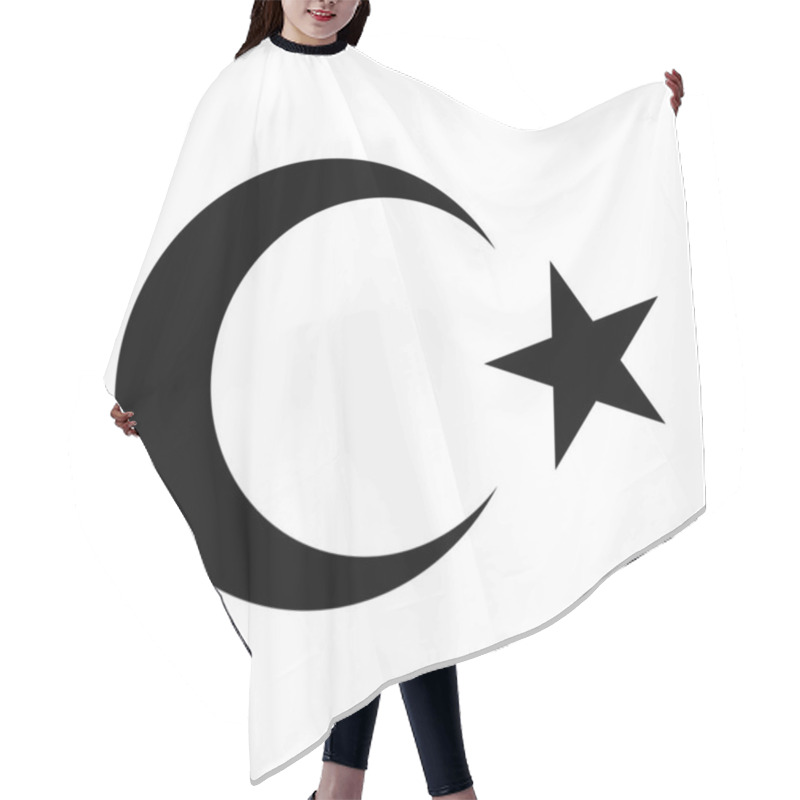 Personality  Black Star And Crescent Symbol. The National Emblem Of The Republic Of Turkey. Pictogram, Icon Isolated On A White Background. Vector Illustration. Hair Cutting Cape