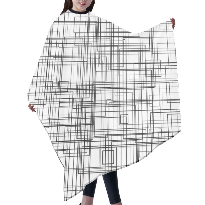 Personality  Pattern With Random Thickness Squares Hair Cutting Cape