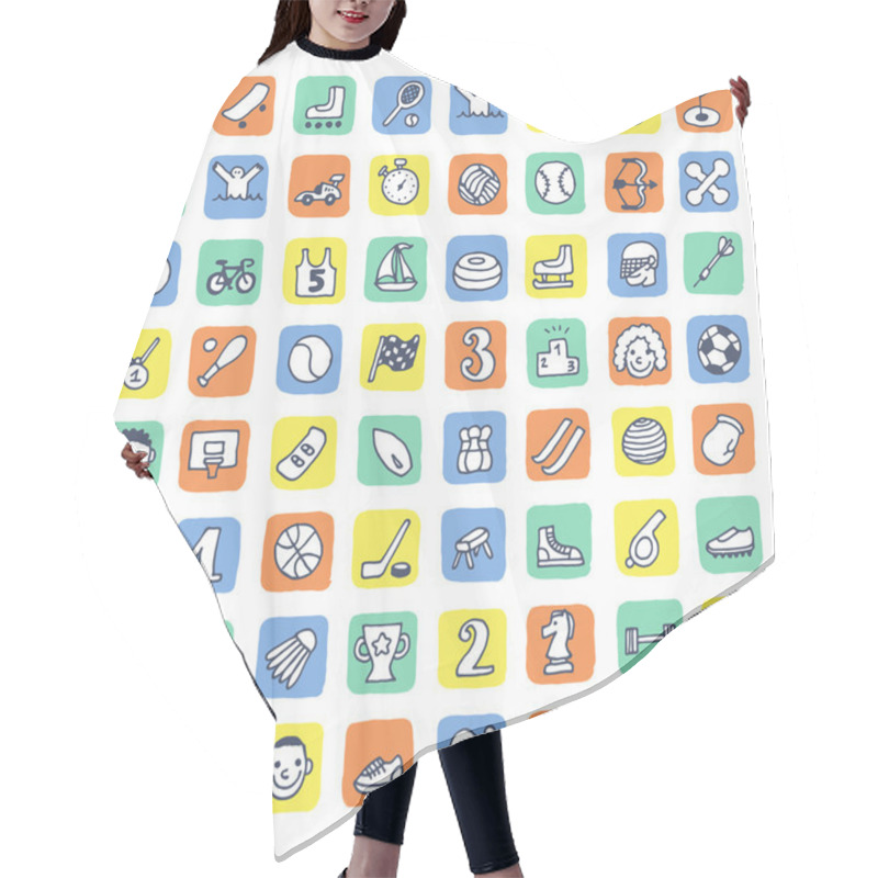 Personality  Doodle Sport Icons Set Hair Cutting Cape