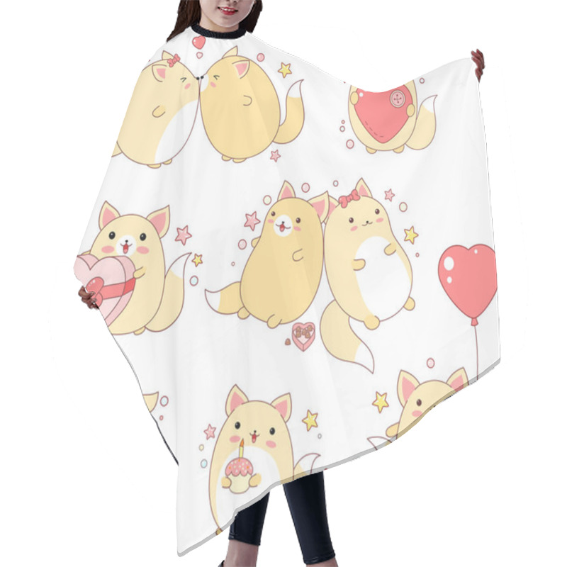 Personality  Set Of Cute Cats In Kawaii Style Hair Cutting Cape