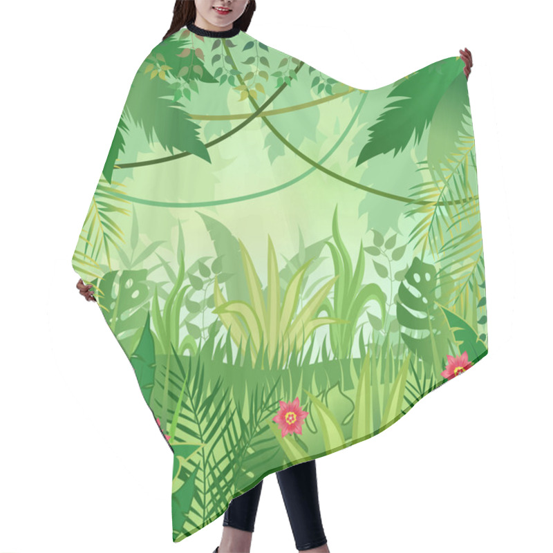 Personality  Jungle Background. Trees And Plants. Vector Illustration Hair Cutting Cape