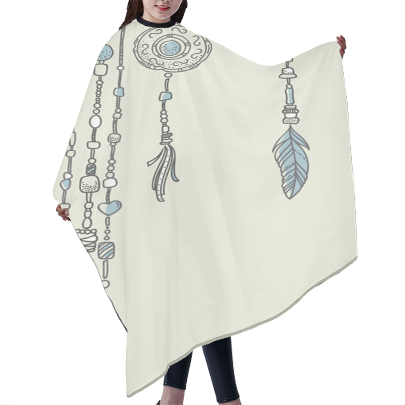 Personality  Boho Chic, Vector Hand Drawn Background Hair Cutting Cape