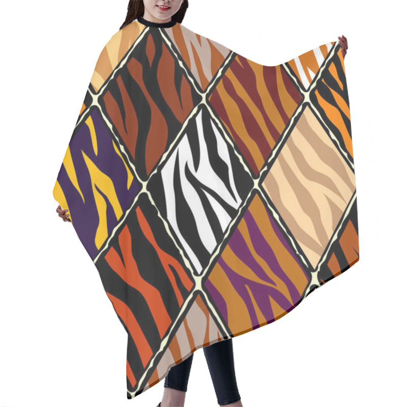 Personality  Abstract Brown Animal Exotic Pattern In Patchwork Style. Hair Cutting Cape