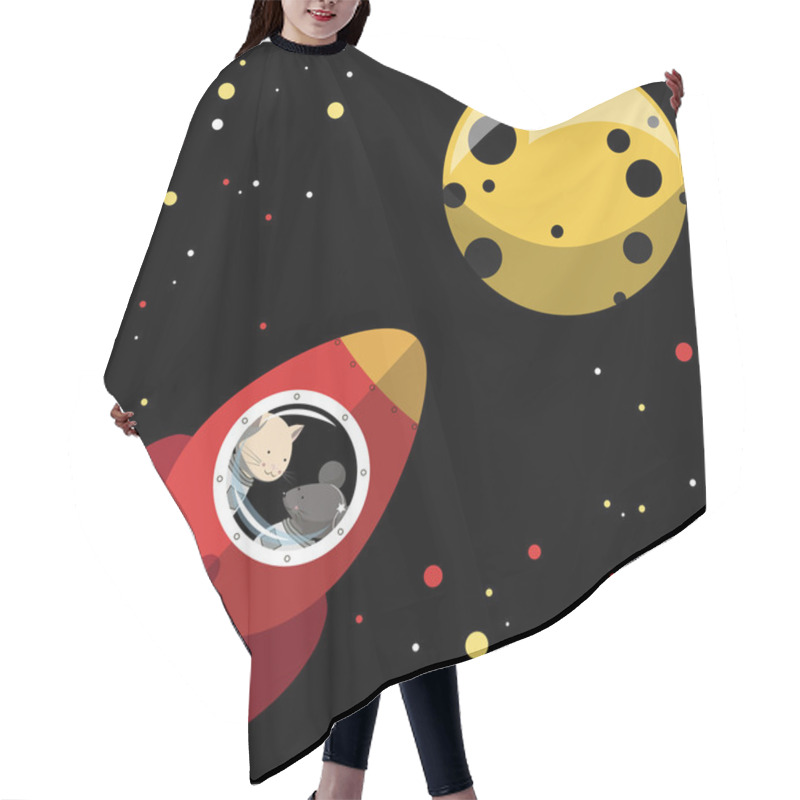 Personality  The Cat And The Mouse Fly On A Rocket Hair Cutting Cape