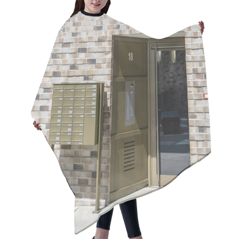 Personality  Entrance Of A Building - Door And Mailboxes Hair Cutting Cape