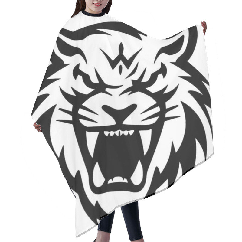 Personality  Tiger - Black And White Vector Illustration Hair Cutting Cape