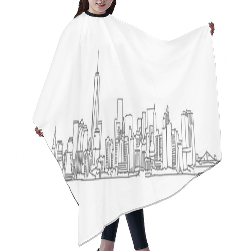 Personality  Free Hand Sketch Of New York City Skyline. Vector Scribble Hair Cutting Cape