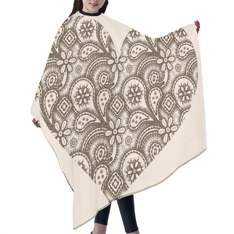 Personality  Stylized Heart With Abstract Ornament Hair Cutting Cape