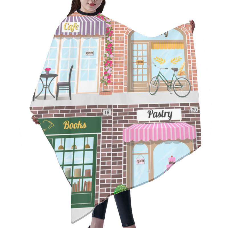 Personality  Set Of Vector Detailed Design Bakery, Cafe, Bookshop And Pastry Shop.  Hair Cutting Cape