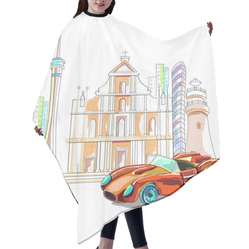 Personality  Macau Cityscape Background Hair Cutting Cape