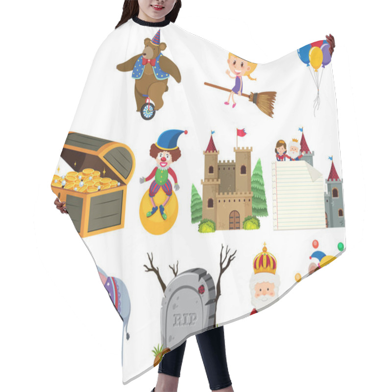 Personality  Set Of Many Characters And Animals Hair Cutting Cape