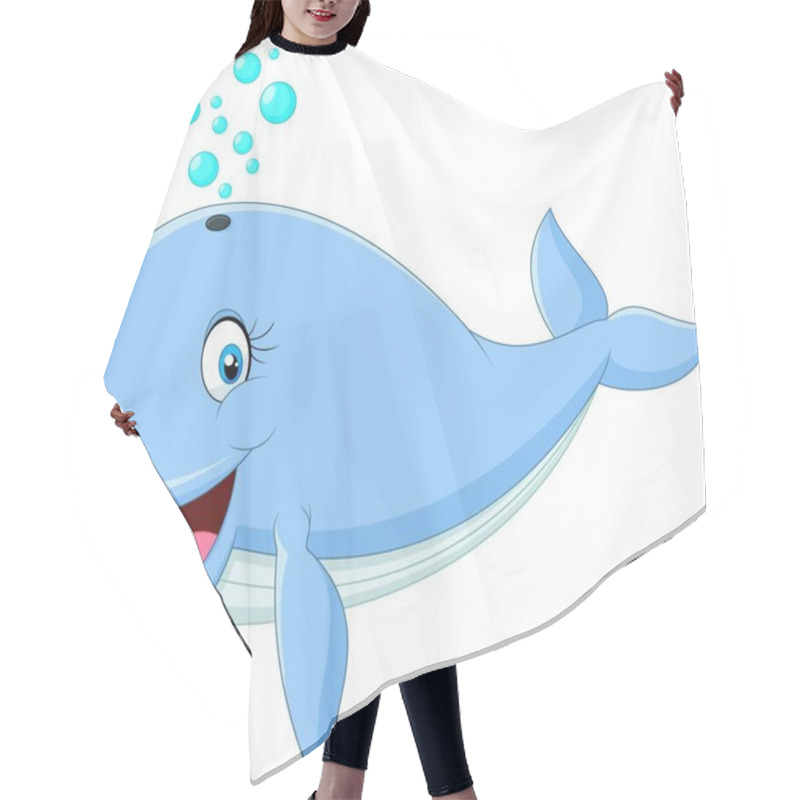 Personality  Happy Whale Cartoon On White Background Hair Cutting Cape