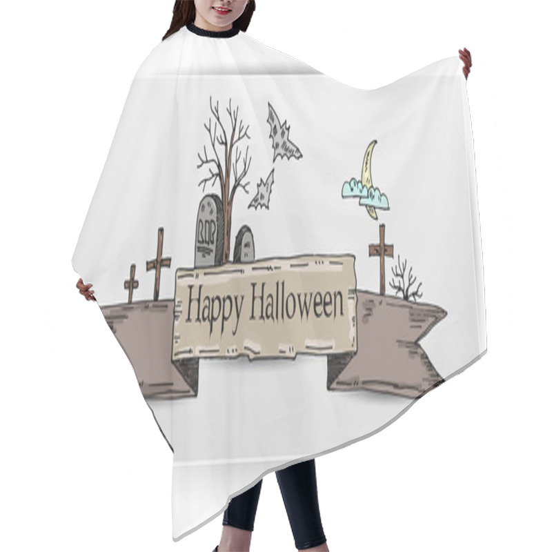 Personality  Halloween Illustration With Tombs. Vector Hair Cutting Cape