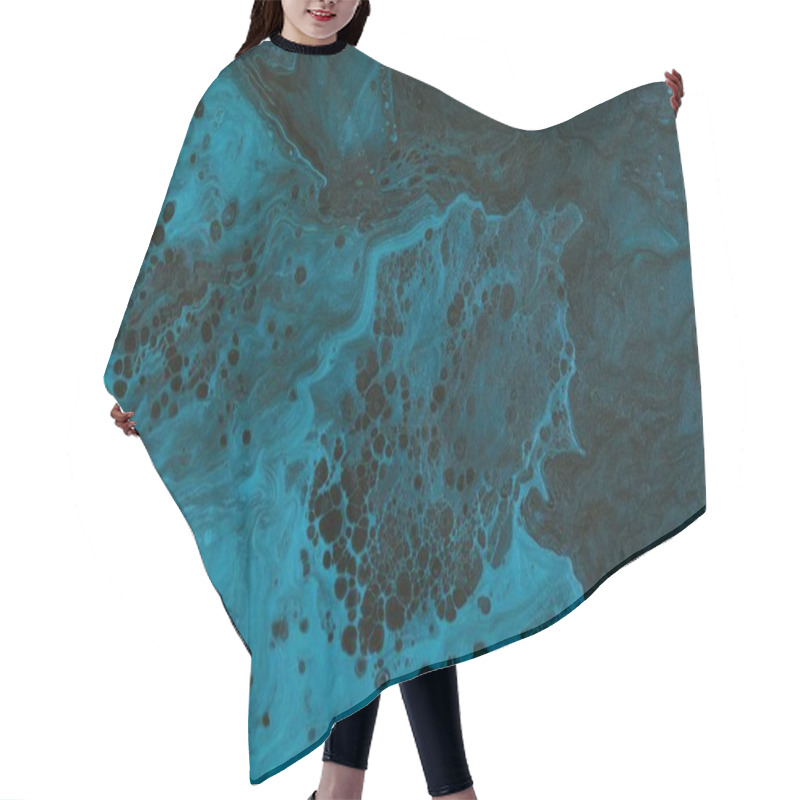 Personality  Abstract Blue And Black Fluid Art With Intricate Textures And Patterns. Hair Cutting Cape