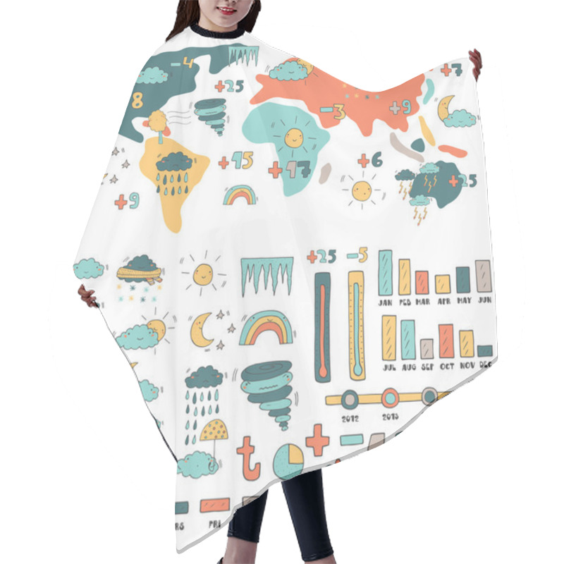 Personality  Cute Hand Drawn Weather Forecast Infographic Hair Cutting Cape