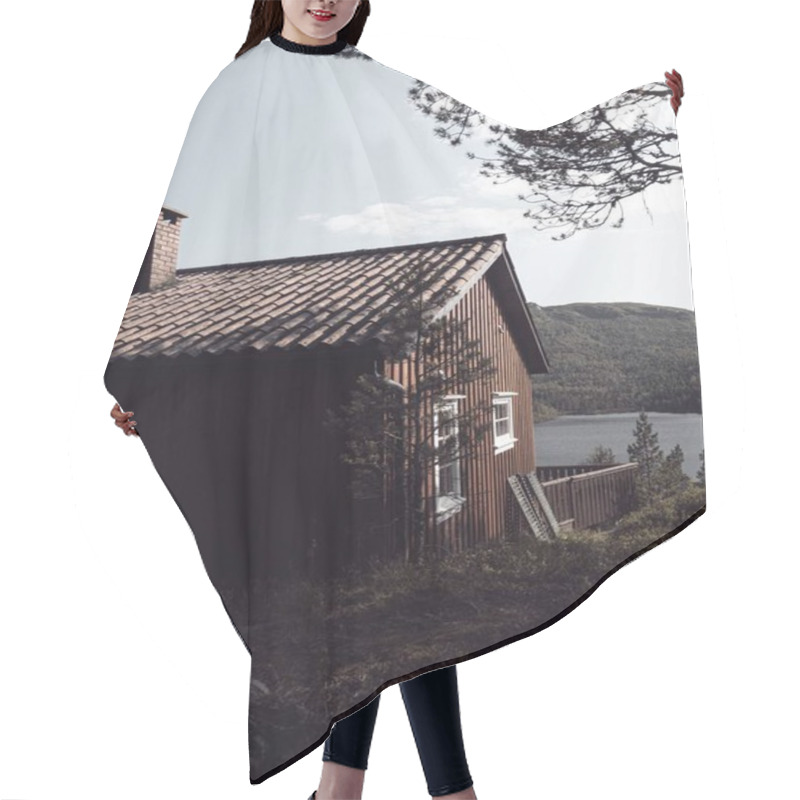 Personality  A Vertical Shot Of A Lake House In The Middle Of A Forest Under The Clear Sky Hair Cutting Cape