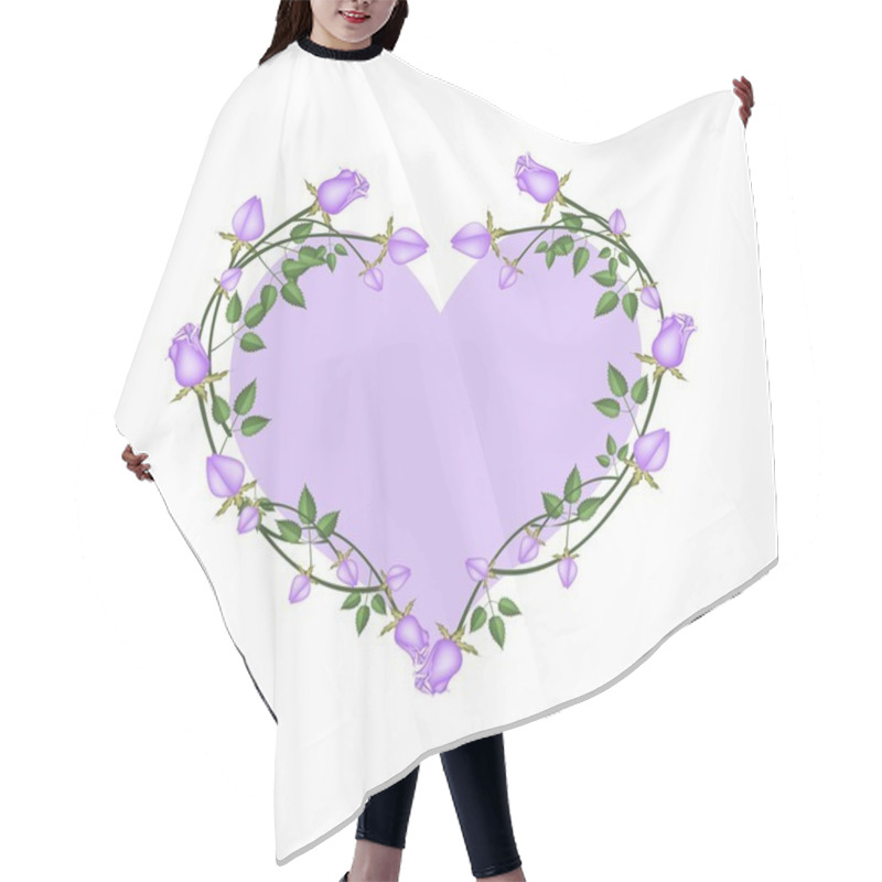 Personality  Purple Roses Flowers In A Heart Shape Hair Cutting Cape