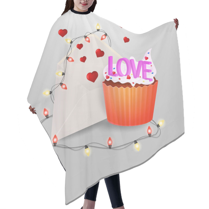 Personality  Sweet Cupcake With The Words I Love A Postal Envelope With Flyin Hair Cutting Cape