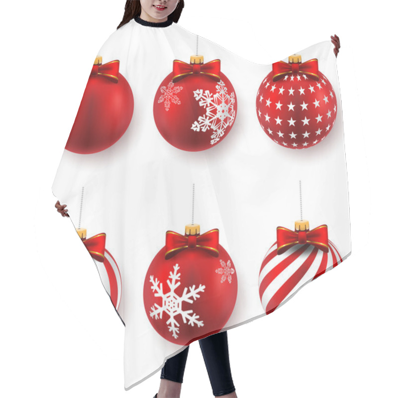 Personality  Red Christmas Balls Hair Cutting Cape