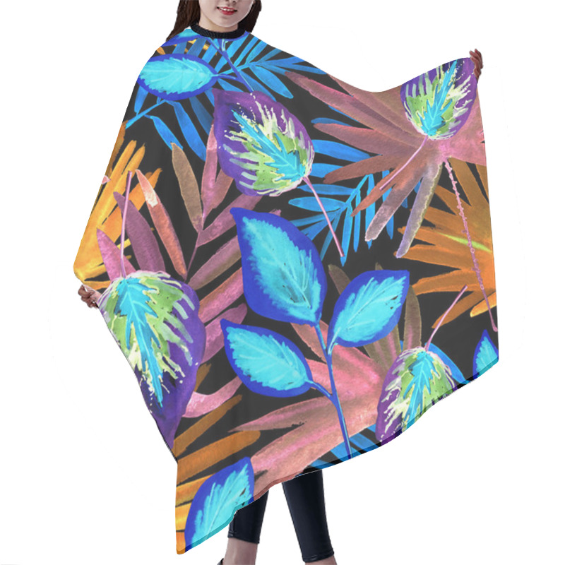 Personality  Seamless Flower Pattern Leaves Hair Cutting Cape