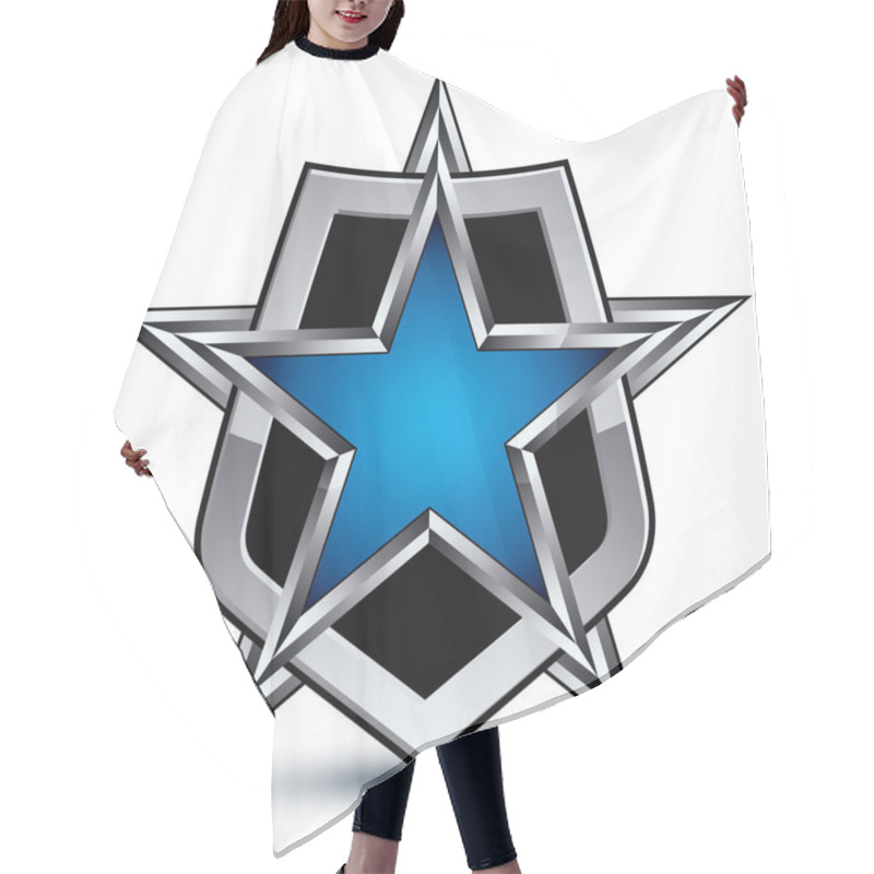 Personality  Emblem With Silver Outline And Star Hair Cutting Cape