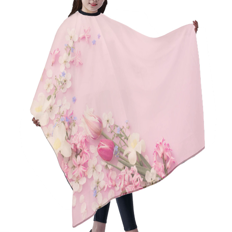 Personality  Beautiful Spring Flowers On Paper Background Hair Cutting Cape