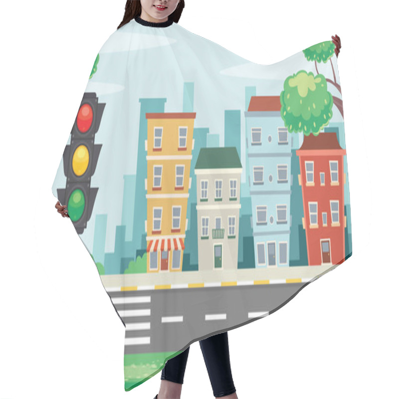 Personality  Traffic Concept With Lights And Equipments Hair Cutting Cape