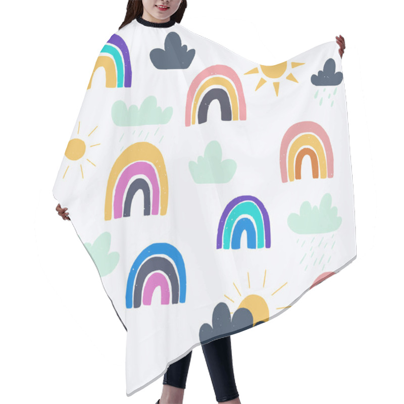 Personality  Set Of Childish Raibows Hair Cutting Cape