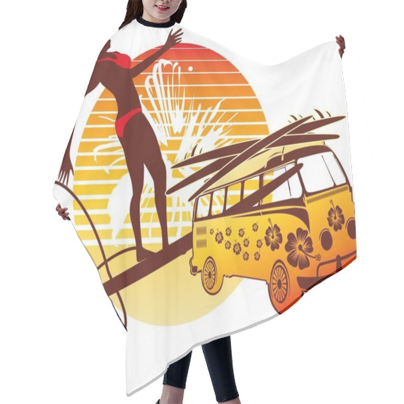 Personality  Palm Beach Surfer Girls Vector Art Hair Cutting Cape