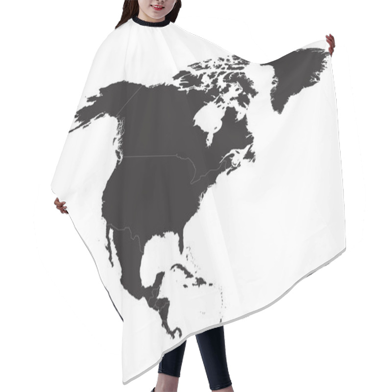 Personality  Black Map Of North America With Borders Of All Countries Hair Cutting Cape