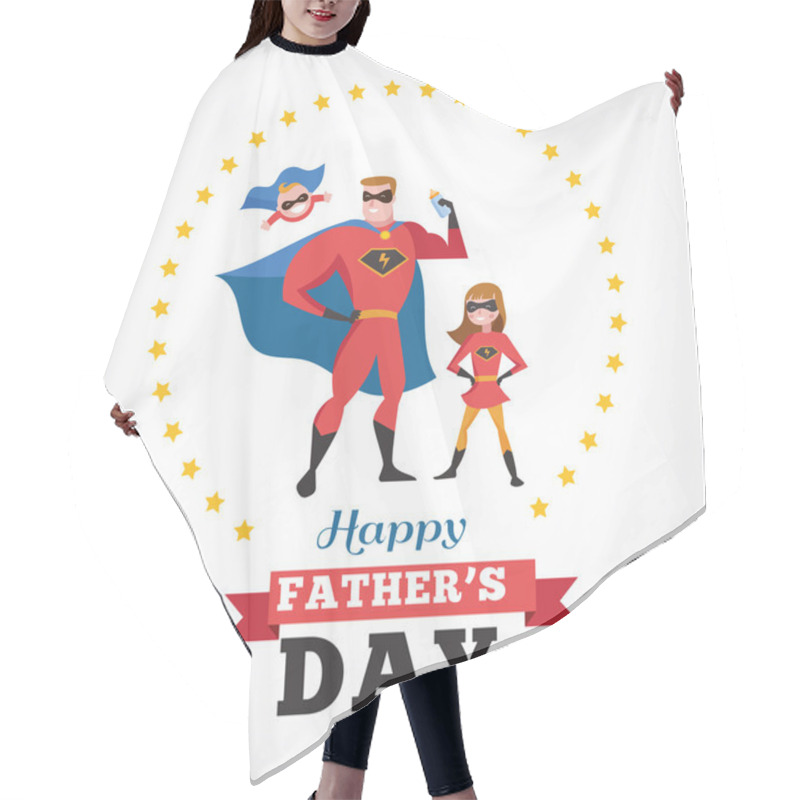 Personality  Happy Fathers Day Card - Super Dad With Kids Hair Cutting Cape