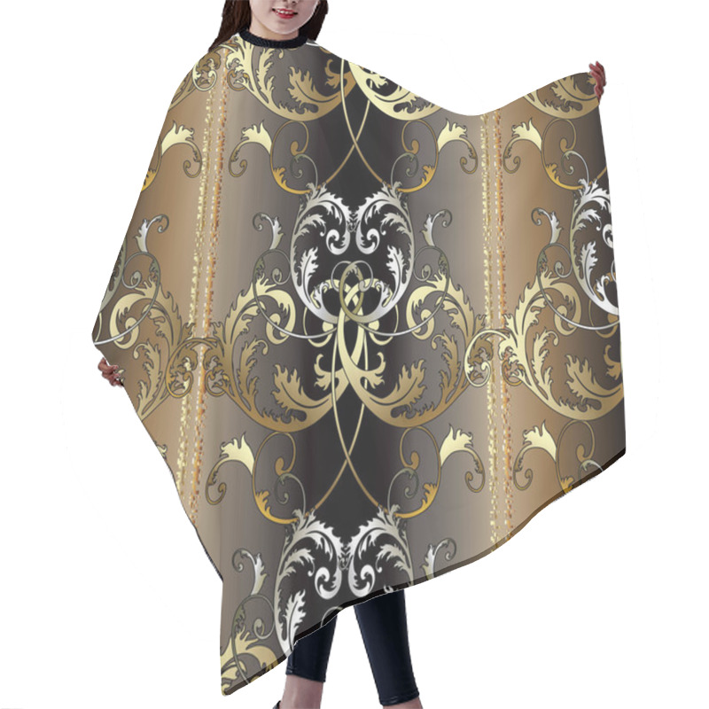 Personality  Striped Baroque Seamless Pattern. Hair Cutting Cape