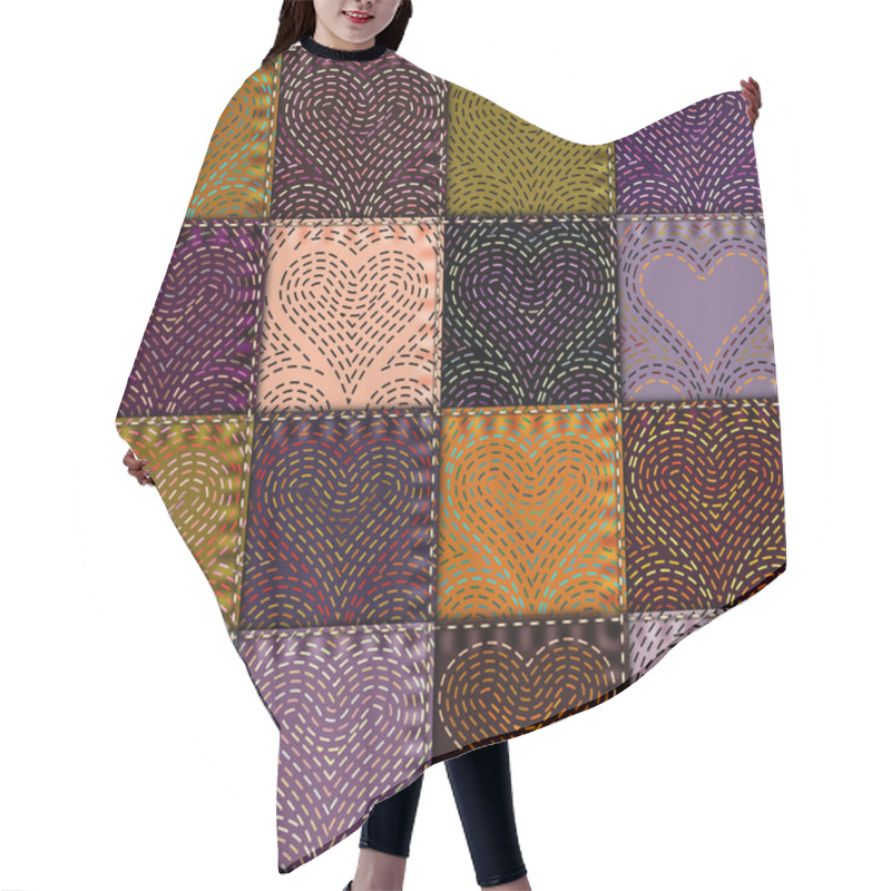 Personality  Patchwork With Embroidery Of Hearts Hair Cutting Cape