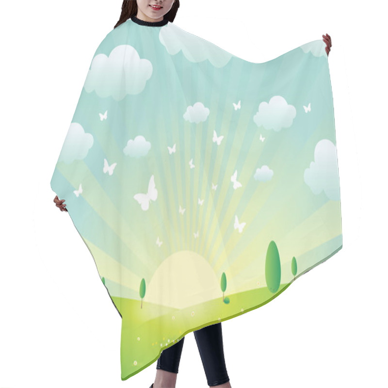 Personality  Vector Spring Landscape Hair Cutting Cape