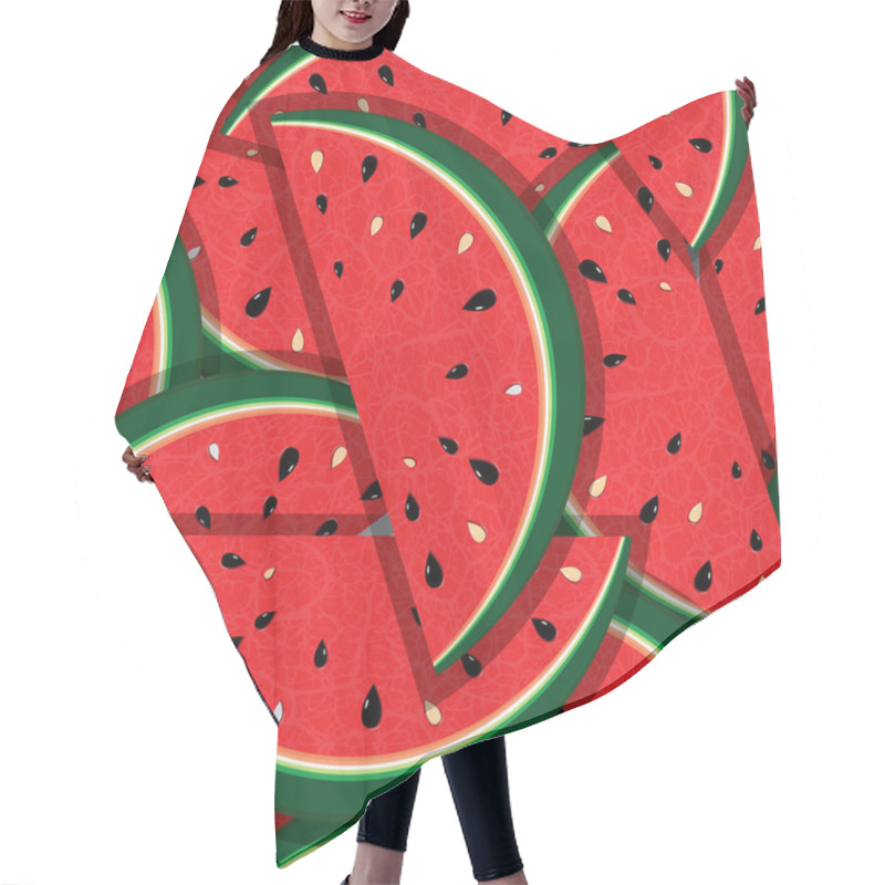 Personality  Fresh Slices Of Red Watermelon Hair Cutting Cape