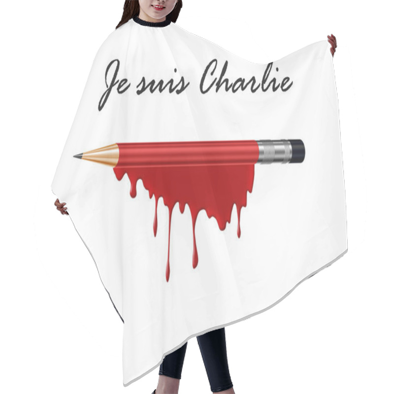 Personality  Pencil In Blood With I Am Charlie (french) Text A Hair Cutting Cape