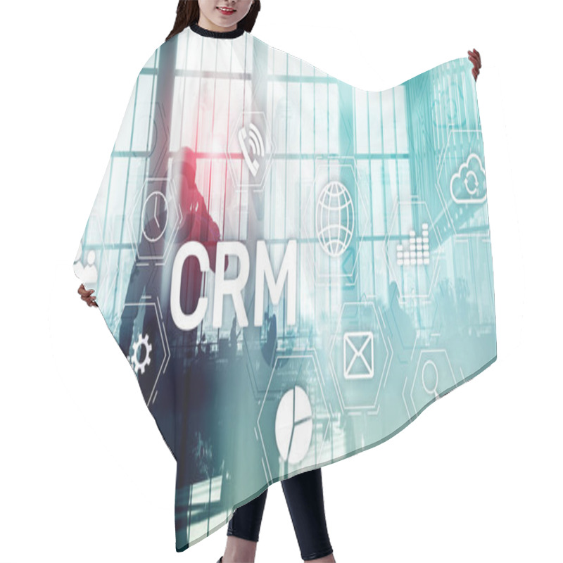 Personality  CRM, Customer Relationship Management System Concept On Abstract Blurred Background. Hair Cutting Cape