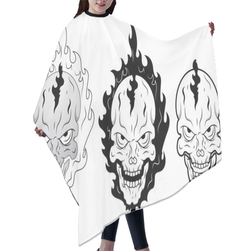 Personality  Skull Burning Vector Hair Cutting Cape