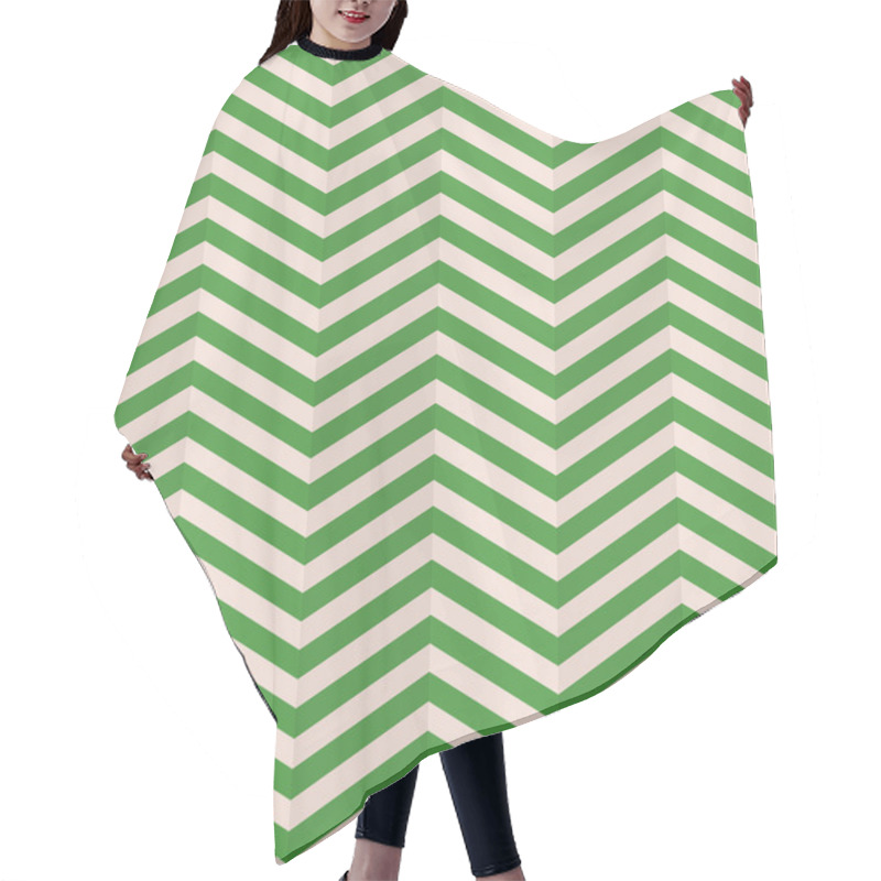 Personality  Zigzag Pattern In Wild Green Isolated On White Hair Cutting Cape