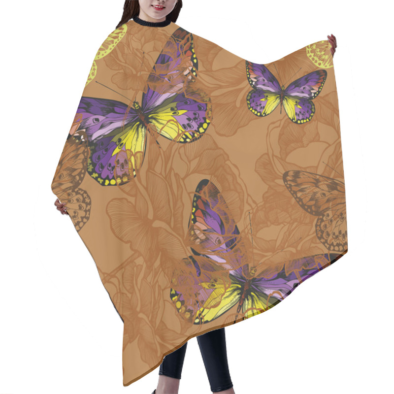 Personality  Seamless Background With Flying Butterflies. Vector Illustration Hair Cutting Cape