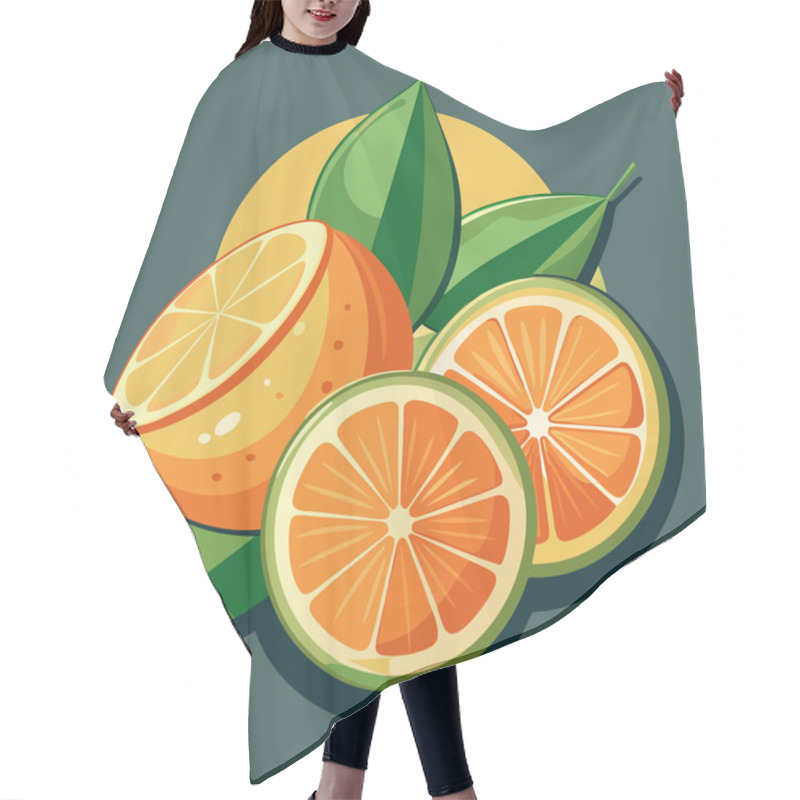 Personality  Fresh Citrus Vector Art With Orange And Lemon Slices Hair Cutting Cape