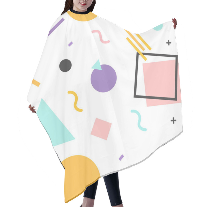 Personality  Memphis Design Elements Halftone And Geometric Shapes Patterns Trend, Design And Vintage Geometric Print Illustration Element. Hair Cutting Cape