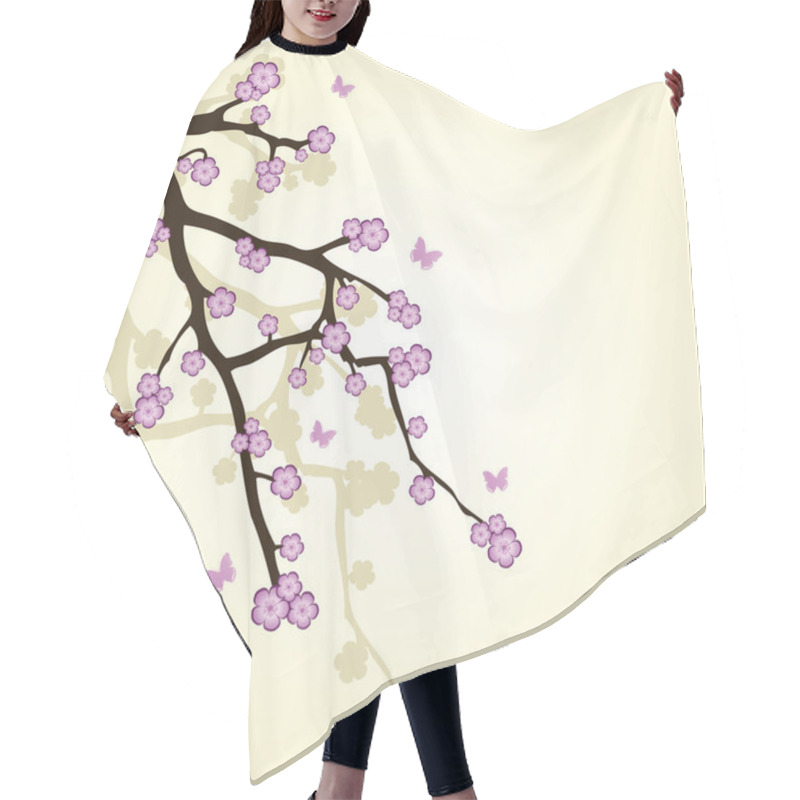 Personality  Abstract Background With Sakura Branch Hair Cutting Cape