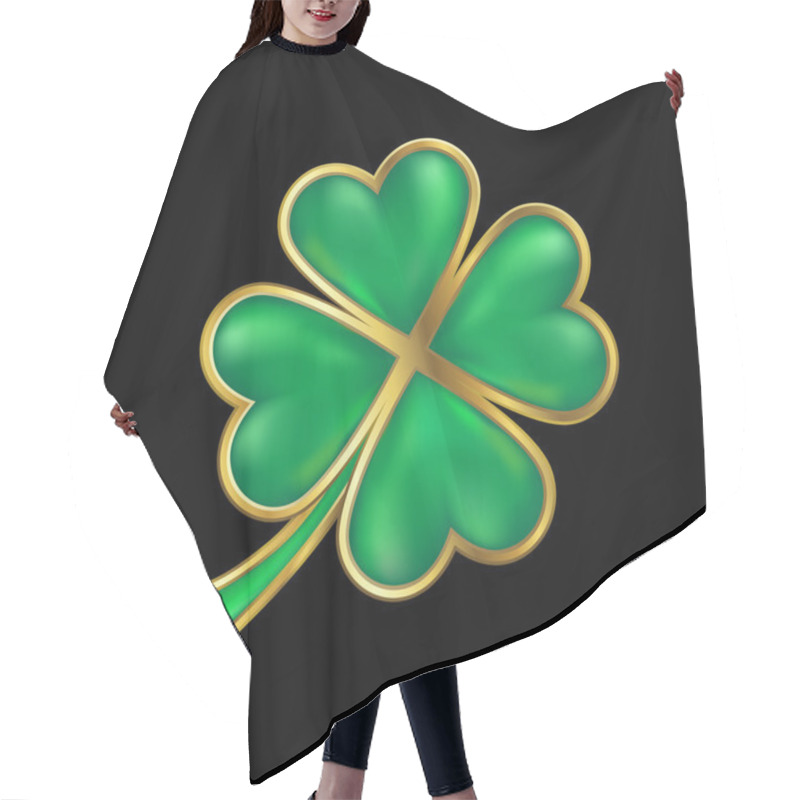 Personality  Shiny Four Leaf Clover With Golden Border Hair Cutting Cape