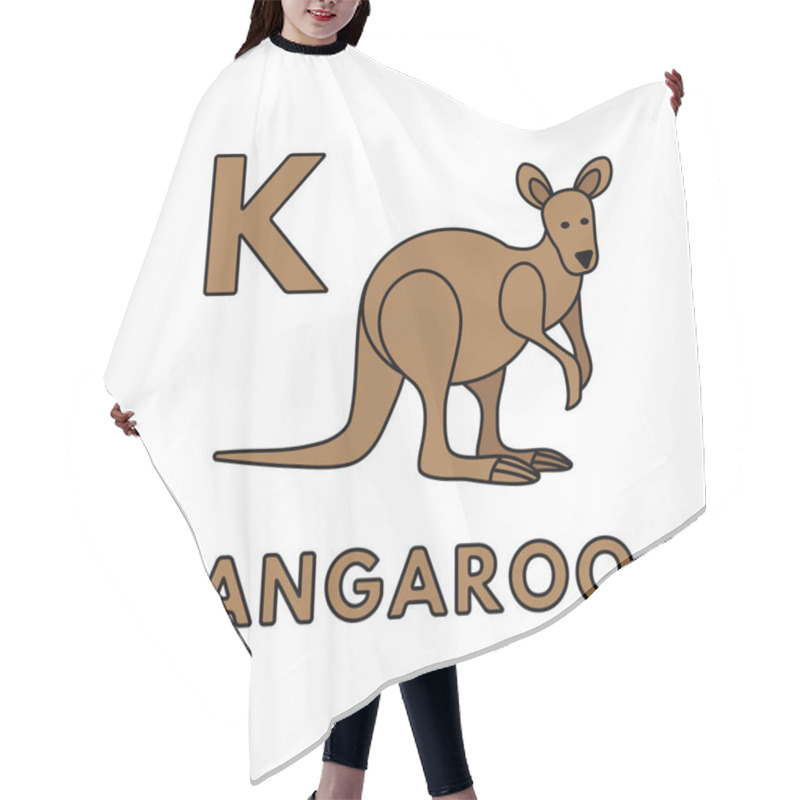 Personality  Vector Cute Cartoon Animals Alphabet. Kangaroo Illustration Hair Cutting Cape