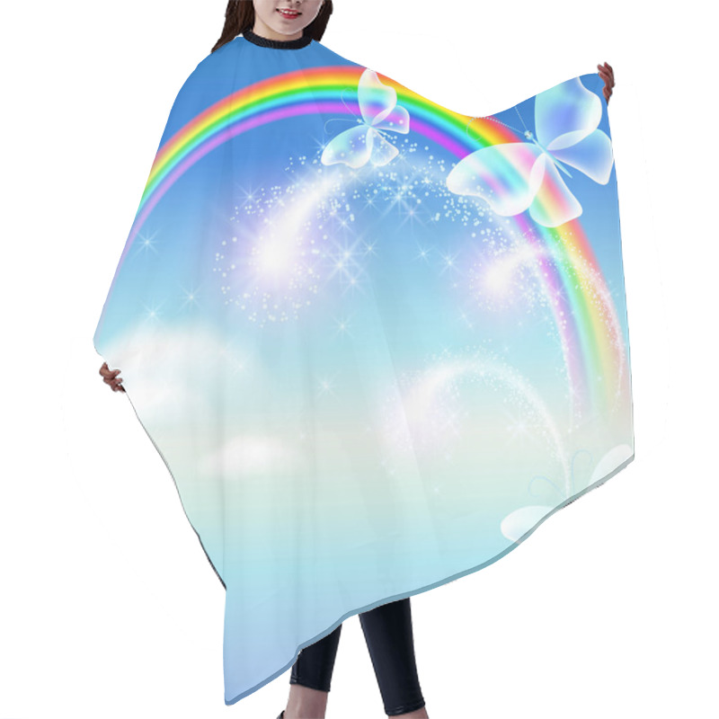 Personality  Rainbow With Butterflies Hair Cutting Cape